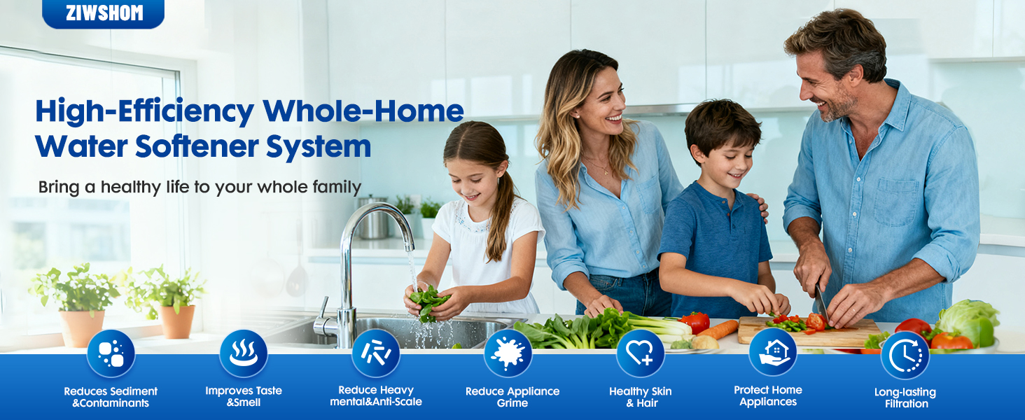 Whole House Water Filter System, 3 Stage Whole Home Water Softener System, Reduces Chlorine, Taste,Iron,Scale,Lead with Heavy Metal and Anti-Scale Filter, Includes 3 Sets Filters (2 Years use), 3/4”