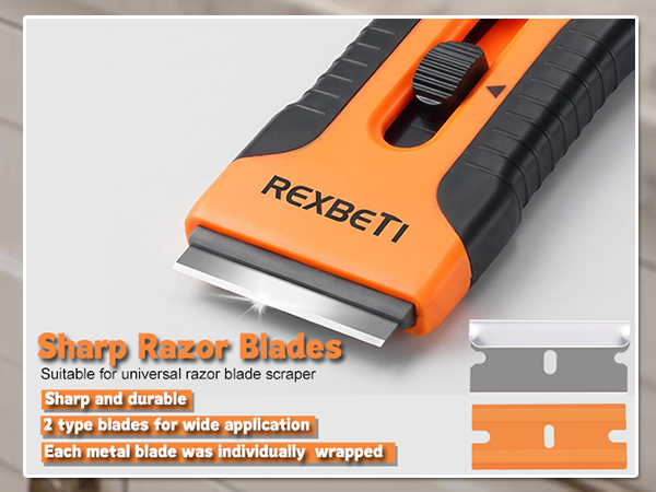 REXBETI Razor Blade Scraper Tool, Paint, Windows, Glass Stovetop Scraper