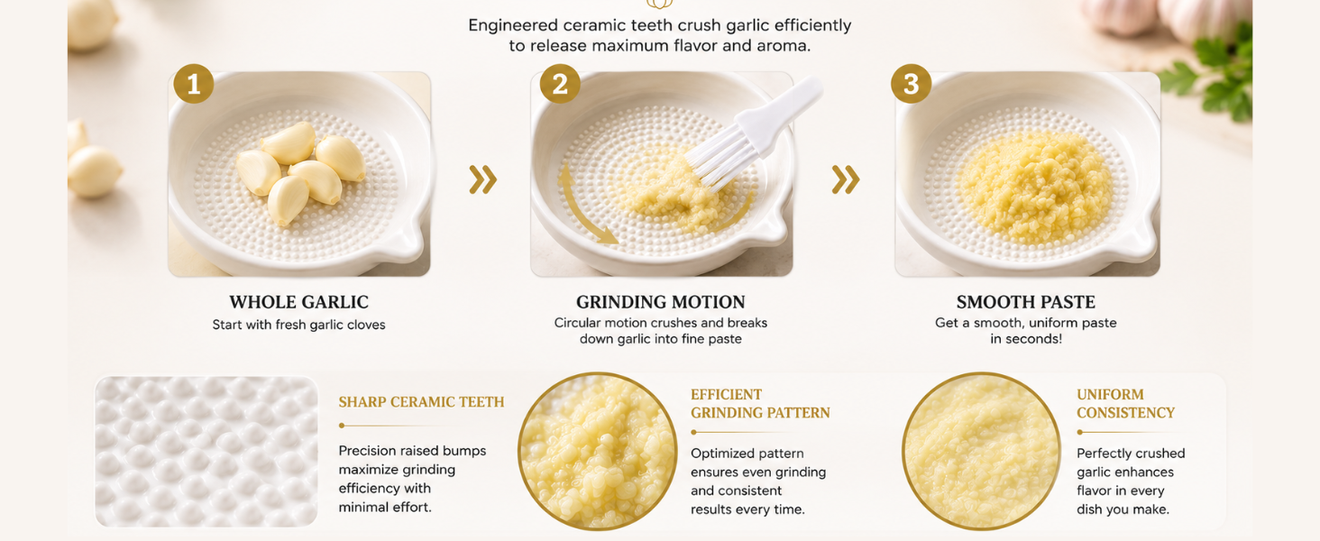 TASMAX Ceramic Grater Plate for Baby Food Garlic Grater Crusher for Kitchen