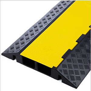 Dolphy Rubber Cable Protectors, 2 Channel Hose Cable Protector Ramp Heavy Duty Traffic Speed Bump Hose Cord Protective Cover Ramps with Yellow Flip-Open Top Cover, 5450kg Load Capacity