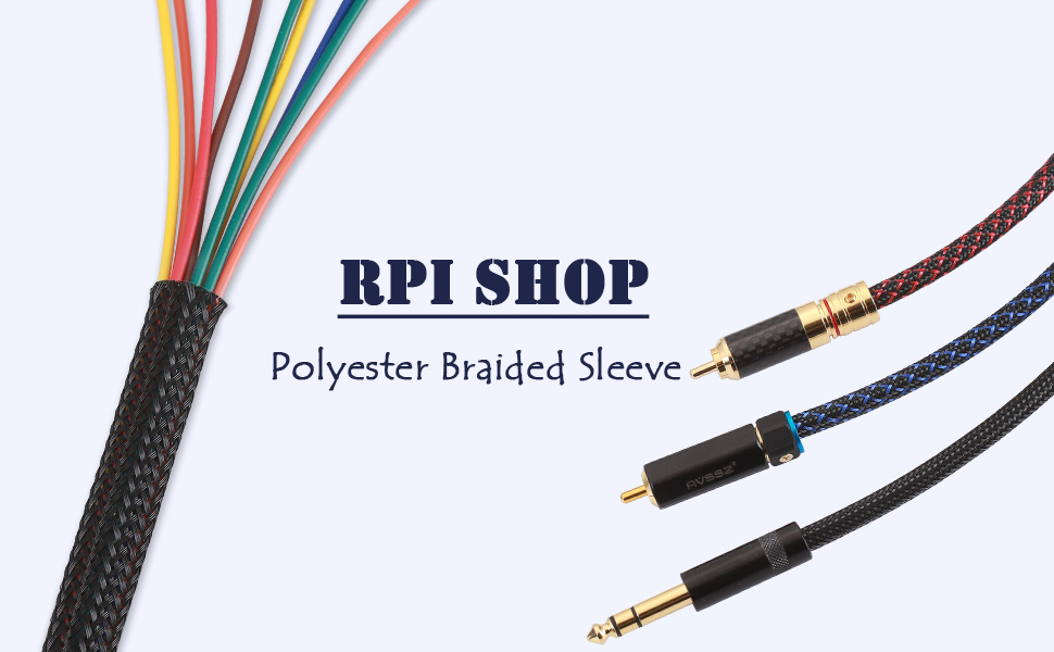 Rpi shop - 6mm Polyester Braided Sleeve, Nylon Braided sleeve, Wire sleeve braided expandable sleeve for good wire protection, Color Black, 1 Meter