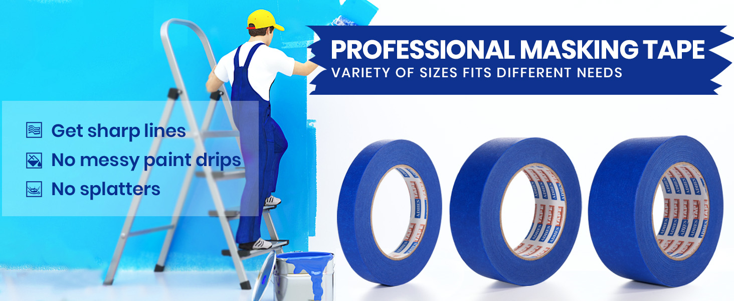 ADHES Blue Painters Tape Blue Tape, 6 Rolls x 1.88 Inch x 60 Yards