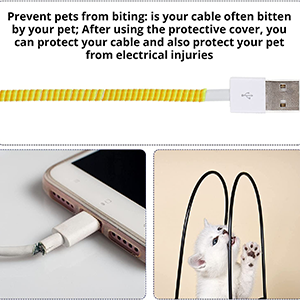 Florican Full Size 1.4 Meter (2 Pcs) Spiral Cable Protector Suitable for All iPhone/Android Mobile Charging Cables (Yellow)