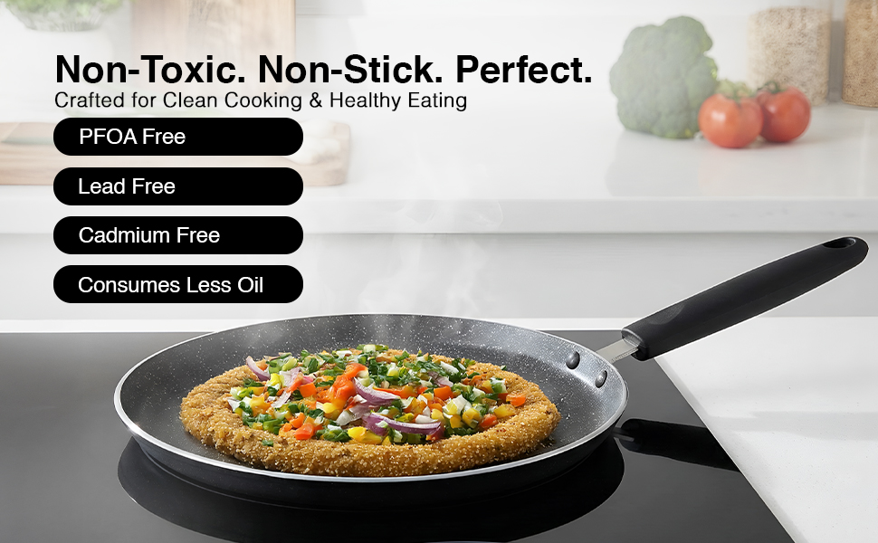 Prestige Omega Deluxe Granite Dosa Tawa, 280 mm, Black, Nonstick Aluminium