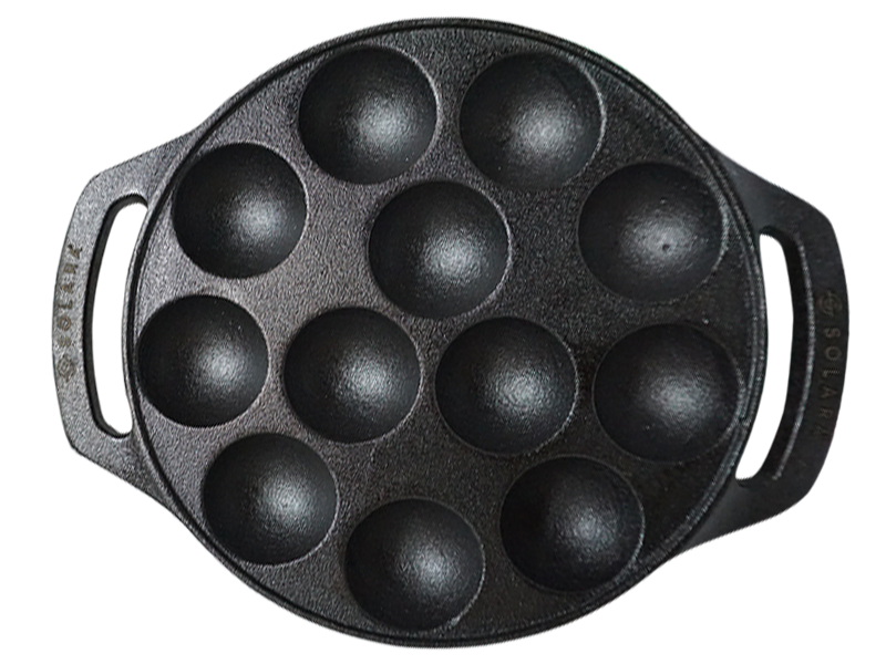 SOLARA Cast Iron 8" inch (20 CM) Paniyaram Pan (12 Cavities) | Pan for Appe/Gunta Ponganalu/Paddu | Cast Cookware