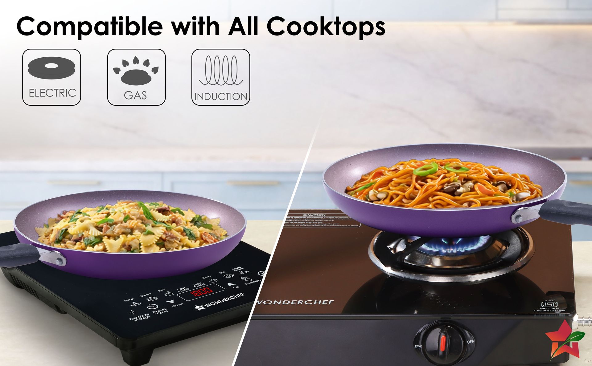 Wonderchef Valencia Non-Stick Fry Pan | Cool Touch Bakelite Handle | Pure Grade Aluminium| PFOA Free | 1.5 litres Capacity | Size 24 cm | 1 Year Warranty | Purple