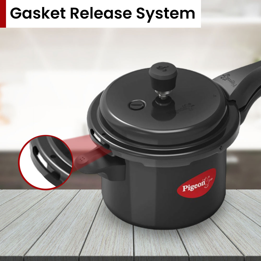 Pigeon by Stovekraft Titanium 3 Ltrs Outer Lid Pressure Cooker - Black, Aluminium