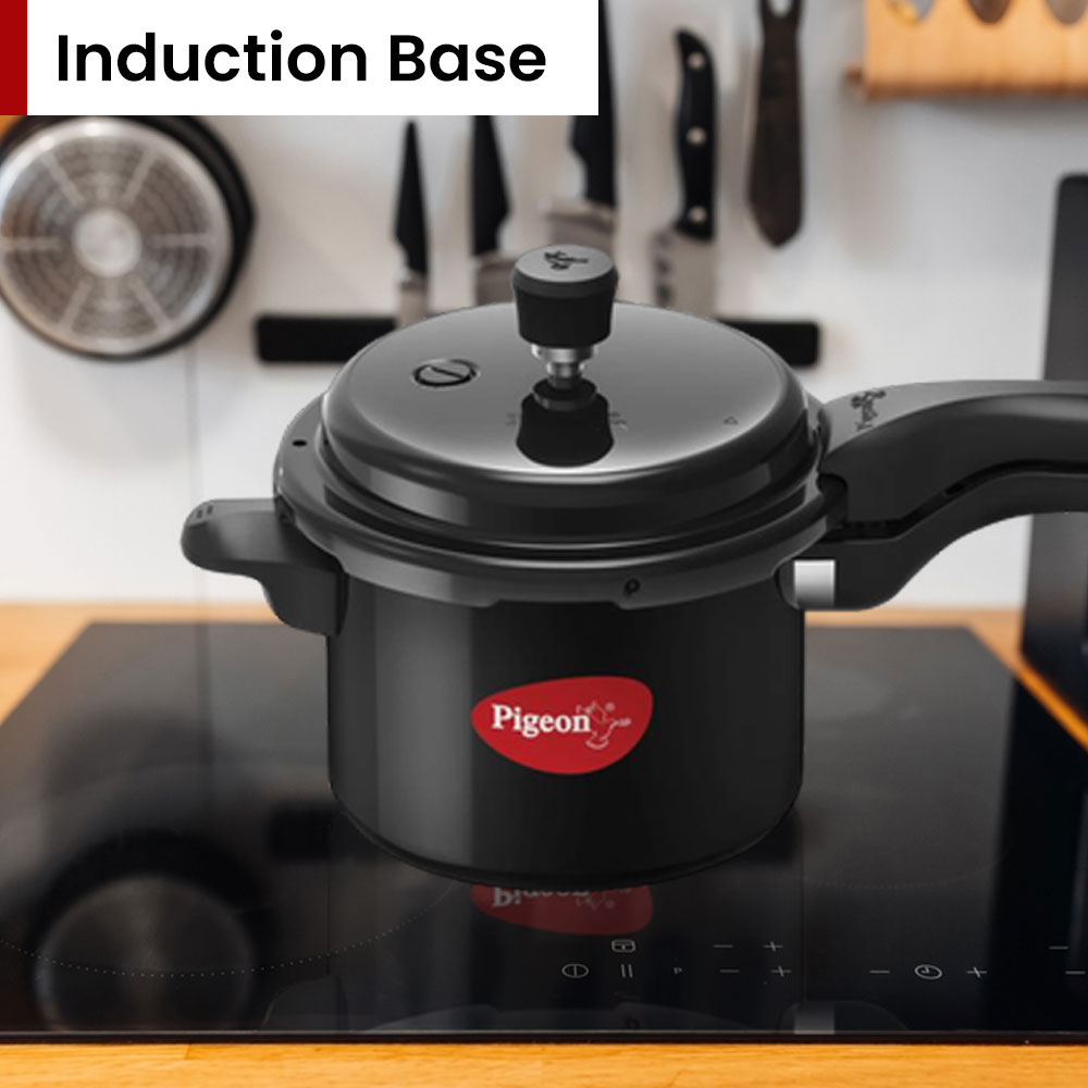 Pigeon by Stovekraft Titanium 3 Ltrs Outer Lid Pressure Cooker - Black, Aluminium