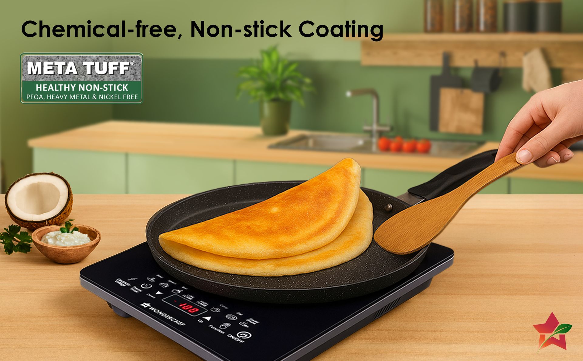 Wonderchef Duralite Die-cast 28 cm Dosa Tawa | 5 Layer Healthy Duramax Non-Stick Coating | Soft Touch Handle | Pure Grade Aluminium | PFOA Free | 2 Year Warranty Grey