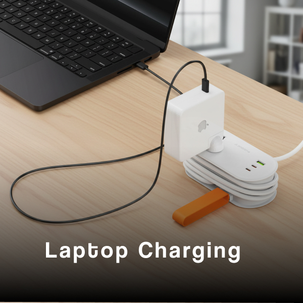 Ambrane Foldable Extension Board, 2 Type C & USB, Perfect for Office, Kitchen, Travels, Charge 4 Devices, Compact Size, AC Socket 2500W, 20W Fast Type C Charging, 1.5m Long Cable (Smartstrip 3 Black)