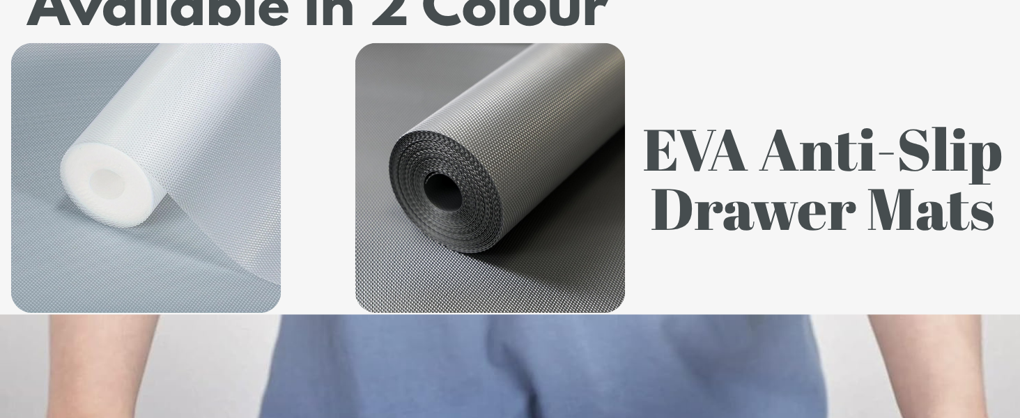 Niwlix (45 cm x 5m) Fridge Mats Shelf Liners for Kitchen Shelves Cupboard Sheets for Wardrobe Anti Slip Drawer Mats Kitchen Cabinet Liner Sheets, EVA, Water Resistant (Grey)