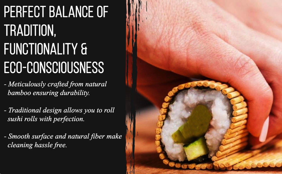urban platter All Natural Bamboo Sushi Rolling Mat (100% Authentic Sushi Rolling Mat - 9.5 Inch x 10 Inch | Make Sushi at Home)