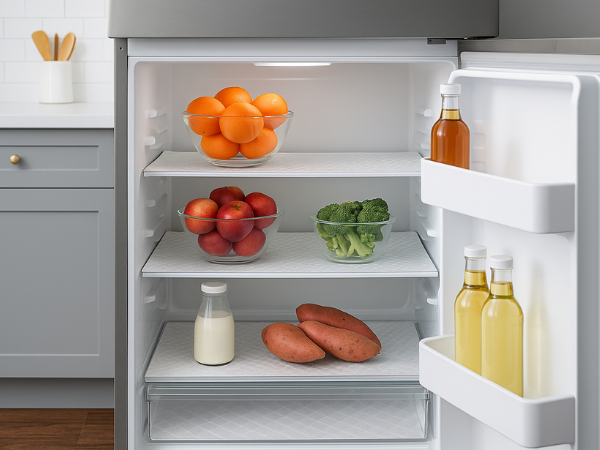 Niwlix (45 cm x 3 M Roll) Anti Slip Kitchen Cabinet Drawer Shelf Mat Liner Sheets Floral Shelf Liners for Kitchen Shelves, Cupboard Sheets,Fridge Mats, Super Strong EVA, Water Resistant (White)