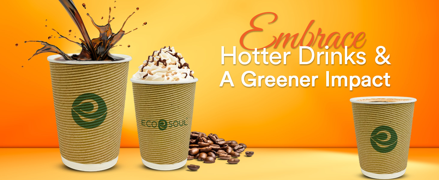 ECO SOUL | 150 ml Brown Paper Ripple Cups | Pack of 100 | Disposable Paper Cups in Small Size | Insulated, Strong Disposable Coffee Cups for Tea, Coffee, & Hot Drinks