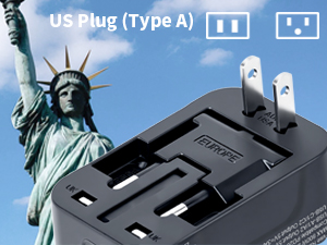rts PD20W (2 Type C 2 USB) Travel Essentials Universal Travel Adapter with 1920W Heavy Duty Power Built in Dual USB & Type C Fast Charger Ports Plug International All in One Portable Travel Adapter