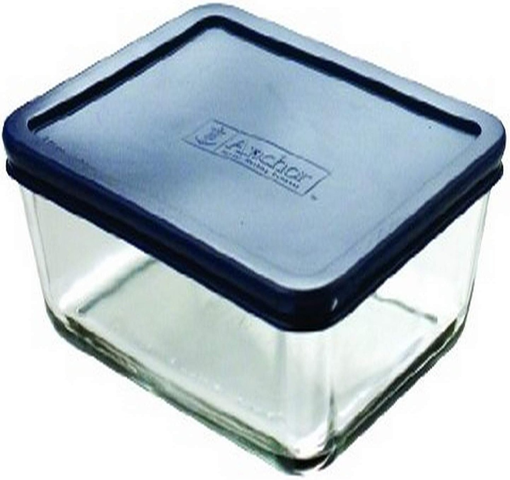 Anchor Hocking 4.75-Cup Rectangular Food Storage Containers with Blue Plastic Lids, Set of 4
