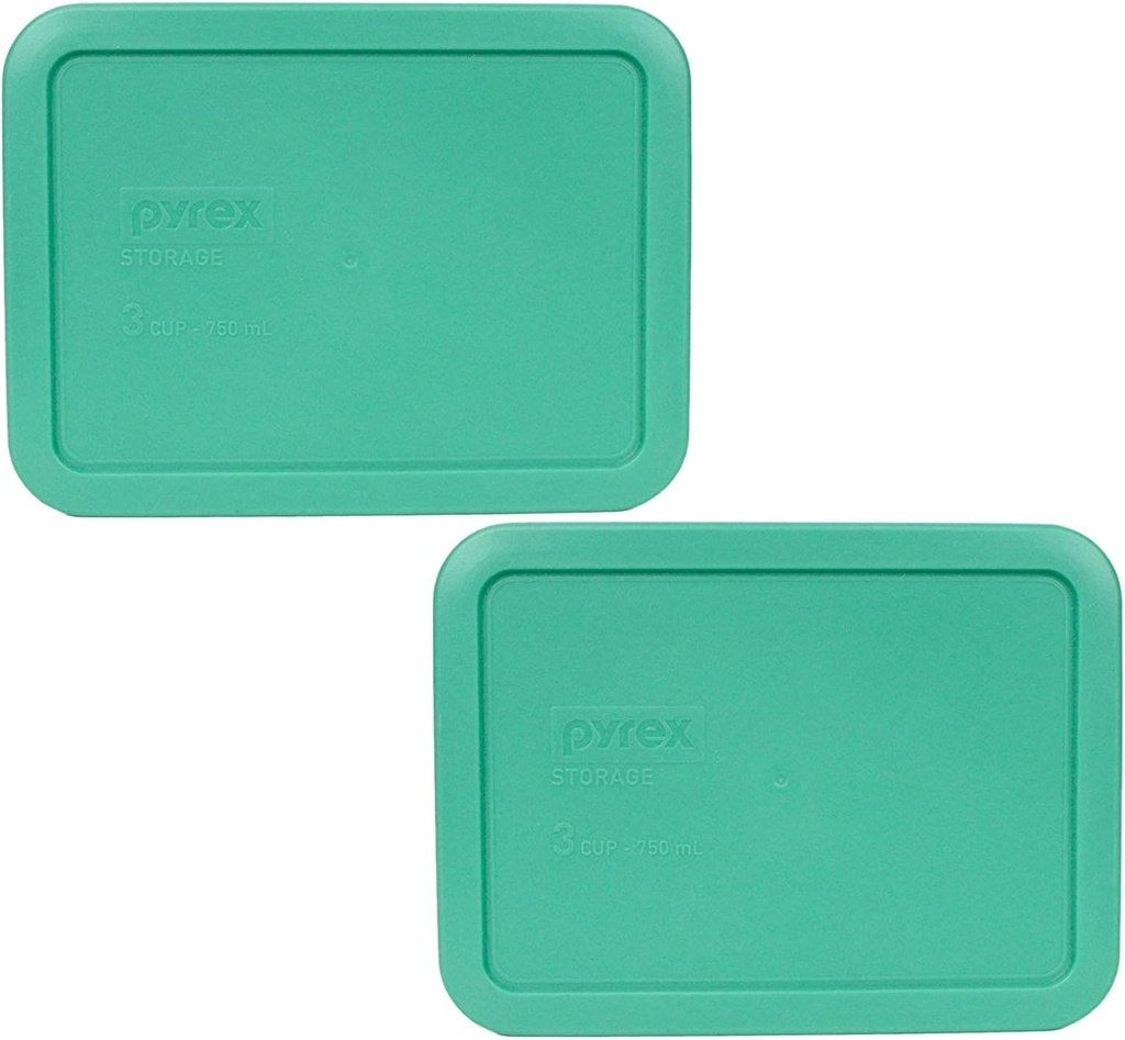 Pyrex Rectangular 3 Cup (750ml) Plastic Storage Cover (2, Green)