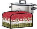 Snowman Slow Cooker Covers Dust-Proof Cover for Holiday Kitchen Appliance Dust Covers for Vacation Slow Cooker Dust Cover Oval 6-8 Qt with Mesh Pocket for Accessories