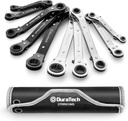 DURATECH 10-Piece Reversible Ratcheting Wrench Set, Offset Double Box End Wrench Set, SAE & Metric, with Rolling Pouch