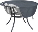 Round Table Cover, Suitable for 64-Inch Diameter Patio Round Table, Grey Thick Anti-Tearing Double Layer Oxford Cloth,with Handle Easy to Wear and Take Off