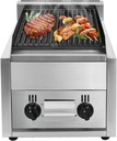 Commercial Radiant Broiler, Heavy Duty Stainless Steel LPG Propane Gas Countertop Charbroilers Flattop BBQ, 2 Burner Outdoor Indoor Barbecue Grill for Restaurant Home Use