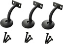 Langdoly- 3" Solid Heavy Duty Round Base Handrail Brackets for Staircase-Pack of 3 (Satin Black)