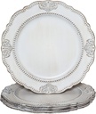 Spsyrine Antique White Charger Plates, Set of 6 Embossed Baroque Chargers for Dinner Plates, Wedding, Party