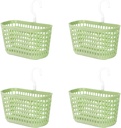 4Pcs Plastic Hanging Storage Basket with Rotatable Hook,Multi-function Hanging Baskets for Holding Soap, Shampoo, Cosmetics, Bathroom, College Dorm, Kitchen (Green)