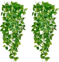 Fake Hanging Plants Vines(2pcs)for Room Decor, Artificial Ivy Greenery Garlands for Home Bedroom Living Aesthetic Kitchen Office Wall Patio Bookshelf,Indoor,Outdoor Farmhouse Decorations(No flowerpot)