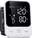 Blood Pressure Monitor Upper Arm Monitors for Home Use BP Machine with 2x120 Reading Memory Adjustable Arm Cuff 8.7"-15.7" Large Display with LED Background Light Storage Bag White
