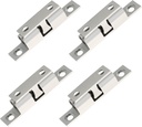 Alise Double Roller Catch Cabinet Latches,Adjustable Double Ball Tension Roller Catch Latch Brass Cabinet Door Latch,47mm Solid Brass Cabinet Latches and Catches,Pack of 4,Silver