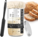 Sourdough Starter Jar, Sourdough Starter Kit with Date Marked Feeding Band, Thermometer, Cloth Cover & Metal Lid, Reusable Sourdough Bread Baking Supplies, Home Baking Supplies