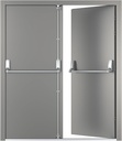 VIZ-PRO Quick Mount Fire Exit Door (Double) with Panic Bar, Gray Left Side-Active Leaf Outward
