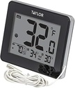 Taylor Wired Digital Indoor Outdoor Thermometer with LED Display, Wired Probe Sensor for Home, Greenhouse, Nursery, and Indoor Use, White Housing