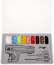 Plastic Snap Fastener Kit with Plier Screwdriver Awl and Storage Case, 100 Sets Snaps, 9 Colors T5 Buttons, 12mm Cap. Snap Plier for T3(10mm), T5(12mm), T8(15mm) Buttons, Grey
