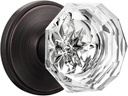 KNOBWELL 3 Pack Crystal Individual Dummy Door Knobs with Antique Oil Rubbed Bronze Rosette, Single Sided Inactive Ball Knobs Faceted Crystal Knobs Without Latch or Lock