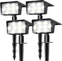 Solar Spot Lights Outdoor with 60 LED & Auto On/Off, 4 Pack Solar Lights Outdoor Waterproof IP68 with 3 Lighting Modes, 2-in-1 Solars Landscape Light for Outside, Garden, Yard(Cool White)