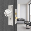 Mortise Lock Set with Crystal Glass Door Knobs for Interior Door Mortise Keyed Lock Replacement for Old Broken Door Knobs (Sliver)