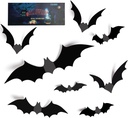 TDHDIKE Halloween Decorations Bats Wall Decor Halloween Party Decorations Indoor Outdoor Decor Supplies, 64 Pcs Reusable PVC 3D Black Bats Stickers for Creepy Home Bathroom Decor