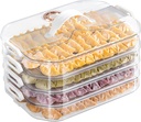 Food Storage Containers with Lids,4-Layer Plastic Cookie Storage Containers Airtight,Stackable Cookie Carrier for Transport Dumpling Storage Box,Transparent