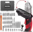 Cordless Power Screwdriver Electric Screwdriver Rechargeable Set, Battery Powered Screwdriver Kit Including 46pcs Bits, Pivoting Handle and LED Lights Small Drills Cordless (Red)