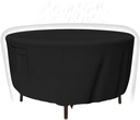 Tuyeho Heavy Duty Round Patio Table Cover (96D x 28H Inch), Waterproof & Weather Resistant, Anti UV - Black