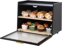 Cibeat Bamboo Bread Box for Kitchen Counter, Double Layer Large Capacity Bread Storage Container Farmhouse Bread Box with Window Bread Holder