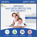 Queen Size Mattress Protector Bedbug Waterproof Zippered Cover Hypoallergenic Premium Quality Encasement White