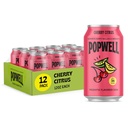 Popwell Cherry Citrus Better-For-You Prebiotic Soda, with 6g Fiber, 1g Sugar, Vitamins and Immunity Support, 12 fl oz Cans (pack of 12)