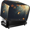 Autumn Leaves Flying In The Misty Forest 2 Slice Toaster Covers Bread Machine Cover Quilted Dustproof Fingerprint Protectors Small Washable Appliance Cover Bread Maker Dust Protection Universal Size