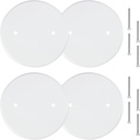 4 Packs 5 Inch Ceiling Cover Plate Metal Flat Round Electrical Cover Blank Circle Wall Plate with Screws Ceiling Fan Switch Cap, Holes Are Spaced 3.5 Inches, White (For 4 inch Electrical Box)