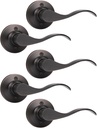 Mengico 5 Pack Single Sided Dummy Door Handle, Oil Rubbed Bronze Interior Door Lever, Right Handled Dummy Knobs for Closet, Non-Turning Interior Push/Pull Door Knob