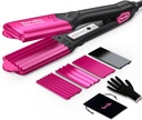 Terviiix Crimper Hair Iron with 4 Interchangeable Plates, Keratin & Argan Oil Infused Hair Crimper for Women, Volumizing Crimping Iron for Thin Fine Hair, 5 Heat Settings & 60 Mins Auto Off, Pink