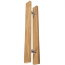 Natural H Shape Door Handle,Wooden Entryway Barn Handle with Fitting,Rectangular Glass Bathroom Push Pull Handle Set,for Sauna Room (Size :40cm (16"))